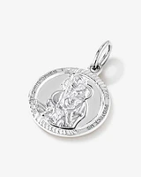 Round St Christopher Pendant in Sterling Silver