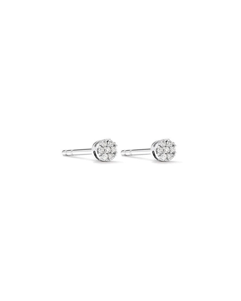 Round Diamond Cluster Stud Earrings in 10kt White Gold