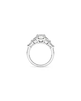 2.86 Carat TW Radiant Cut Laboratory-Grown Diamond Fancy Cut Side Stone Engagement Ring in 14kt White Gold