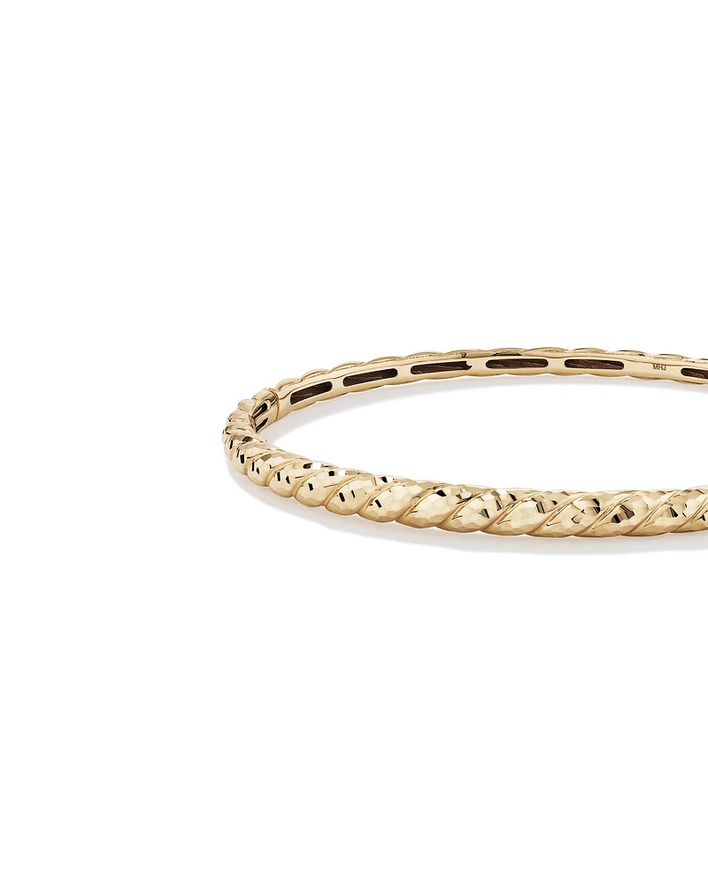 Diamond-Cut Crossaint Bangle in 10kt Yellow Gold