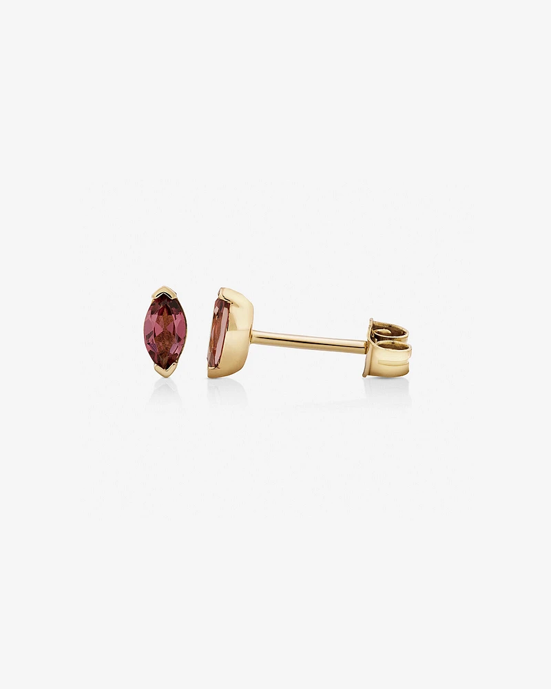 Marquise Cut Pink Tourmaline Stud Earrings in 10kt Yellow Gold