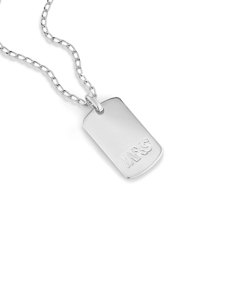 INXS Engraved Dog Tag with Chain in Recycled Sterling Silver