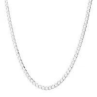 3.55mm Wide Flat Bevelled Curb Chain in 10kt White Gold