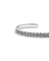 Men's Link Pattern Textured Cuff Bangle in Sterling Silver