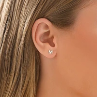 E Initial Single Stud Earring in Sterling Silver