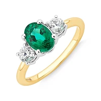 Emerald Ring with .40TW Diamonds in 14kt Yellow and White Gold