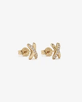 Cubic Zirconia Crossover Stud Earrings in 10kt Yellow Gold