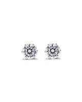 Boucles d'Oreilles Clous en Zircon Cubique Rond Brillant de 7,3 mm en Argent Sterling