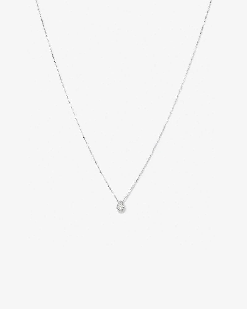 0.23 Carat TW Pear Diamond Halo Pendant in 10kt White Gold