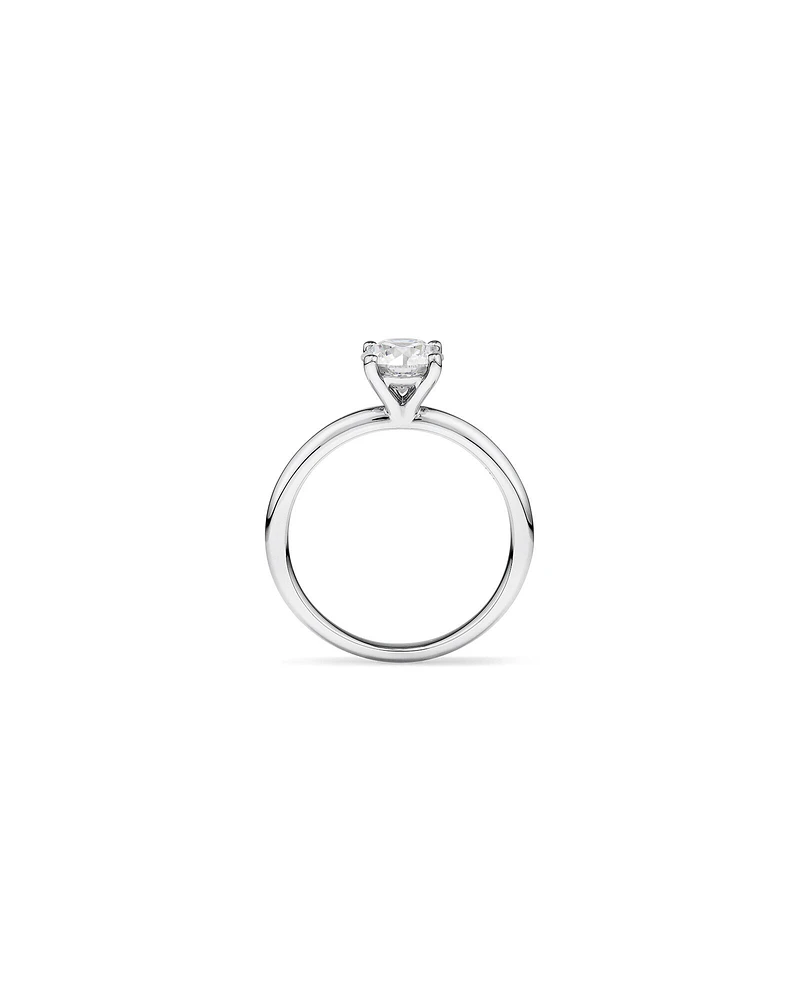 Bague De Fiançailles Solitaire En Diamant De Laboratoire Rond Brillant De 1 Carat Poids Total En Or Blanc 14 Carats