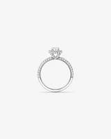 1,30 Carat Poids Total Bague De Fiançailles En Diamant Coupe Ovale Avec Pavé Et Halo, En Platine