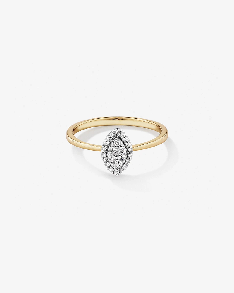 0.15 Carat TW Marquise Cluster Diamond Promise Ring in 10kt Yellow and White Gold