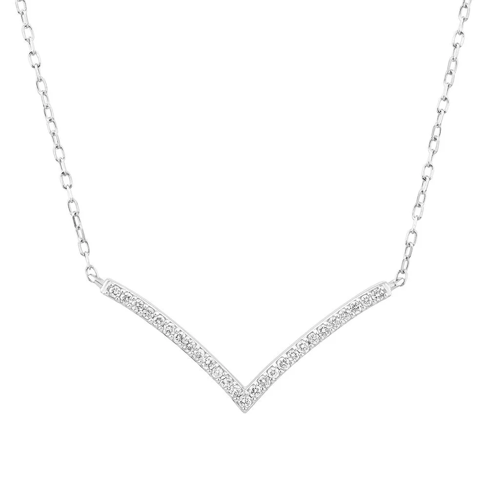 Diamond V-Shaped Chevron Pendant Necklace