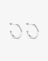 Flared Narrow Half Hoop Stud Earrings in Sterling Silver