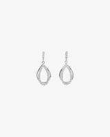 Cubic Zirconia Interlaced Oval Drop Earrings in Sterling Silver