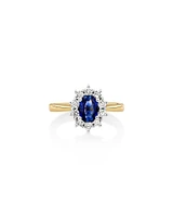 Ring with Sapphire & 1/2 Carat TW of Diamonds in 14kt Yellow & White Gold