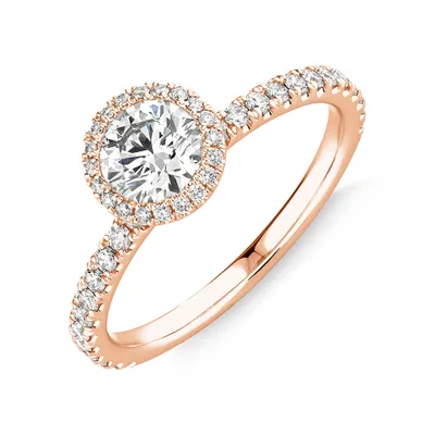Bague de fiançailles en or blanc 18 K avec halo à diamants totalisant 1 ct Sir Michael Hill Designer