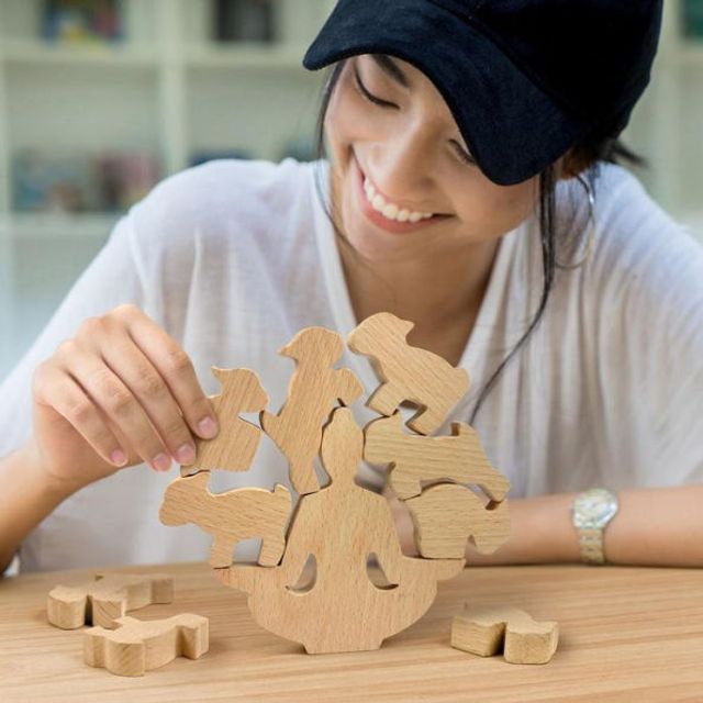 Goat Yoga Wooden Stacking Game