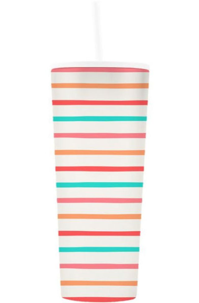 Plastic 24 Oz Tumbler with Straw Line Up