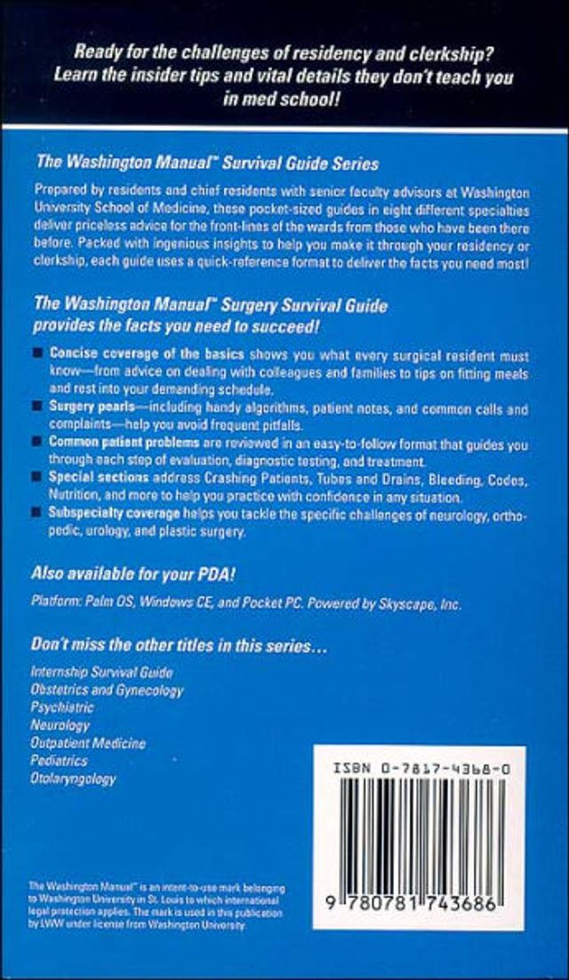 The Washington Manual® Surgery Survival Guide / Edition 1