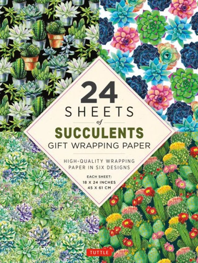 Succulents Gift Wrapping Paper - 24 sheets: 18 x 24" (45 x 61 cm) Wrapping Paper