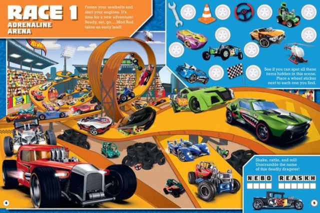 Hot Wheels: The Big Race Seek and Find: 100% Officially Licensed by Mattel, Over 200 Stickers, Perfect for Car Rides for Kids Ages 4 to 8 Years Old