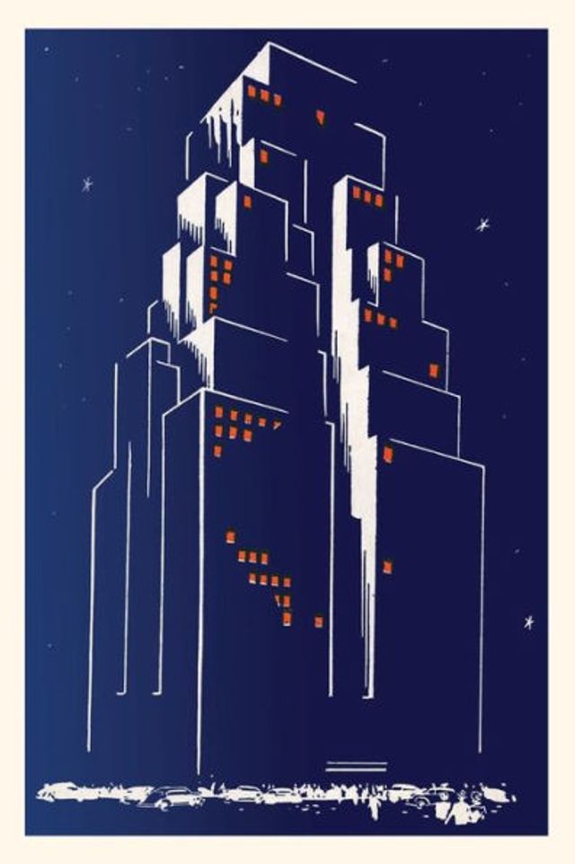 Vintage Journal Abstract Skyscraper at Night