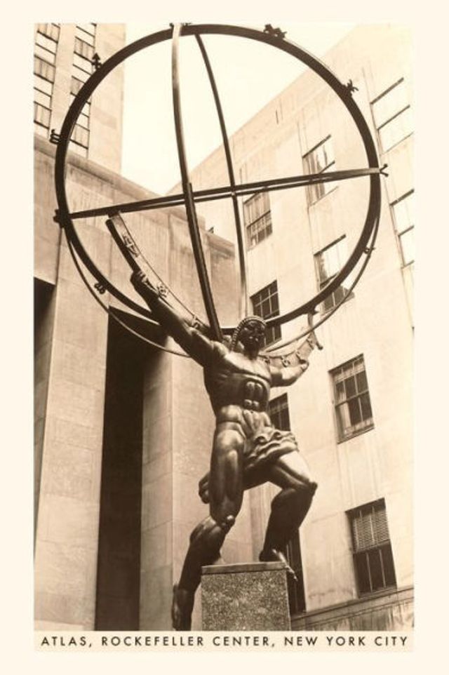 Vintage Journal Atlas Statue, Rockefeller Center, New York City
