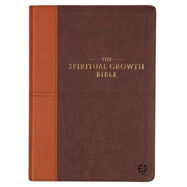 The Spiritual Growth Bible, Study Bible, NLT - New Living Translation Holy Bible, Faux Leather, Chocolate Brown/Ginger