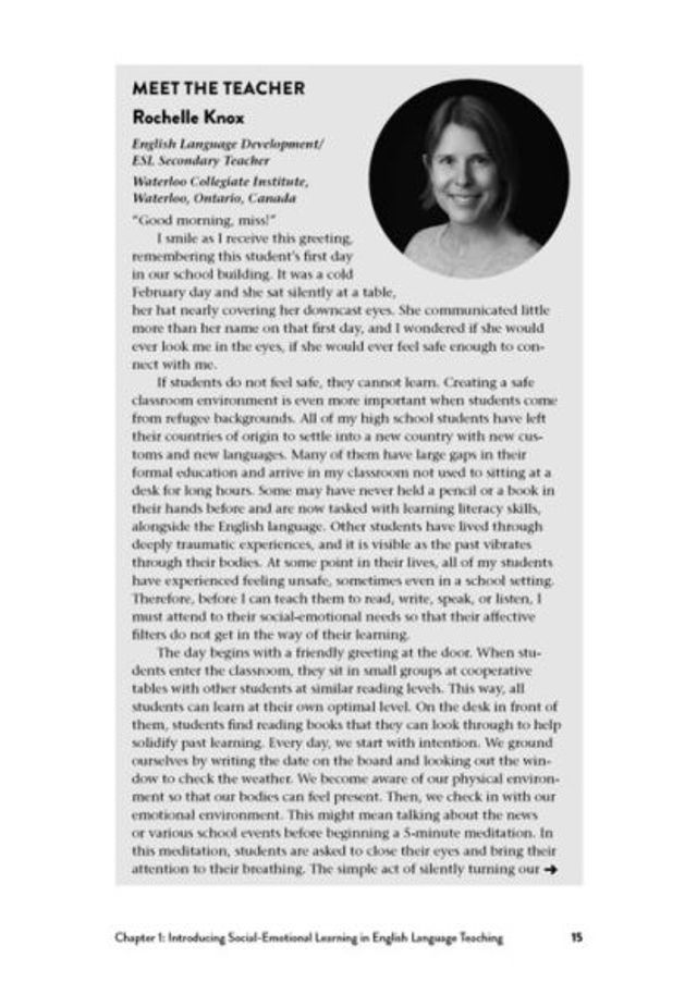 Social-Emotional Learning the English Language Classroom: Fostering Growth, Self-Care, and Independence