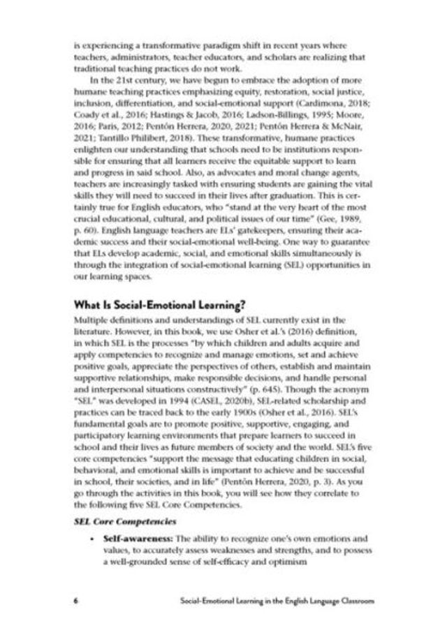 Social-Emotional Learning the English Language Classroom: Fostering Growth, Self-Care, and Independence