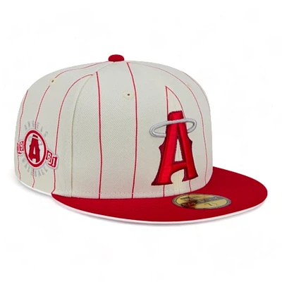 Los Angeles Angels White Throwback Pinstripes New Era 59FIFTY Fitted Hat