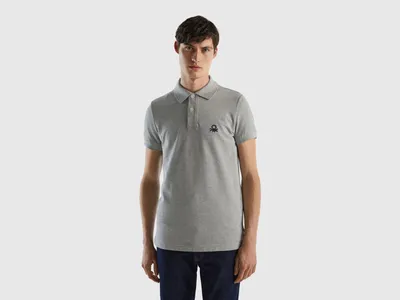 Polo cinza mélange slim fit