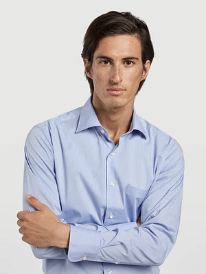 Camisa comfort regular fit em popeline com xadrez pequeno K-easy