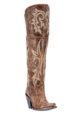 Women's Dan Post Jilted Over Knee Boots Snip Toe Handcrafted Brown | Rugged Cowboy