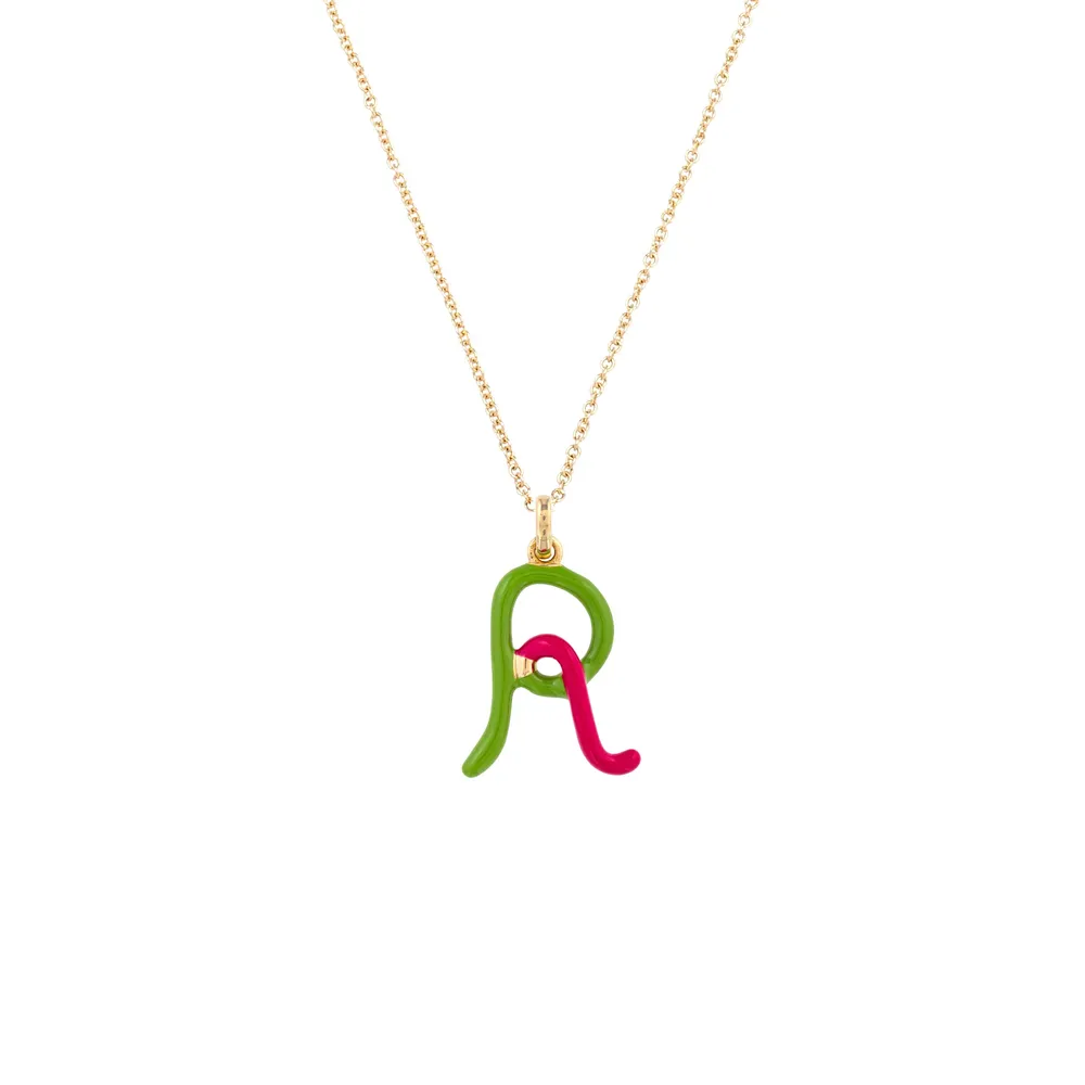 Enamel Letter R Necklace