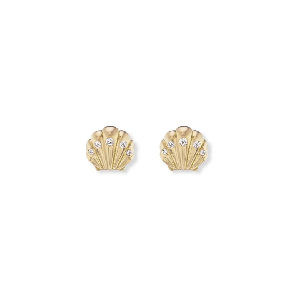 Micro Shell Diamond Studs