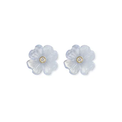 Small Floral Clover Stud Earrings