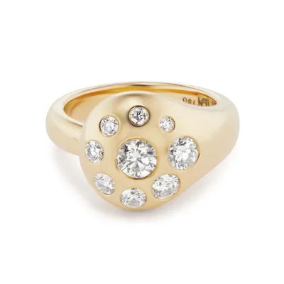 Medium Petal Ring with Diamonds