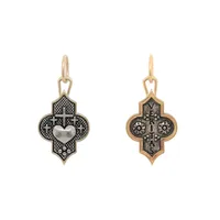 Crossed Heart and Flowers Charm