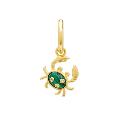 Single Crab Malachite Swarovsky Crystals Earring