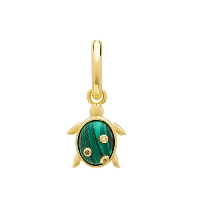 Single Malachite and Swarovski crystals Turtle Earring