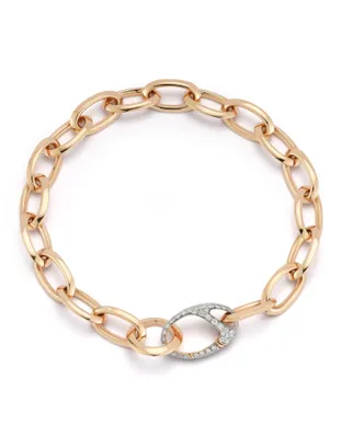 Garnett 18K Rose Gold Link Bracelet with Diamond Oval Clasp