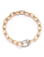 Garnett 18K Rose Gold Link Bracelet with Diamond Oval Clasp