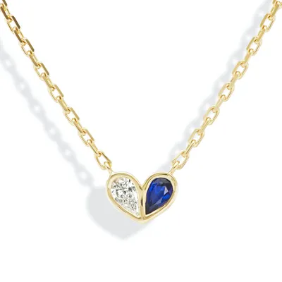 Sweetheart Necklace Diamond & Blue Sapphire