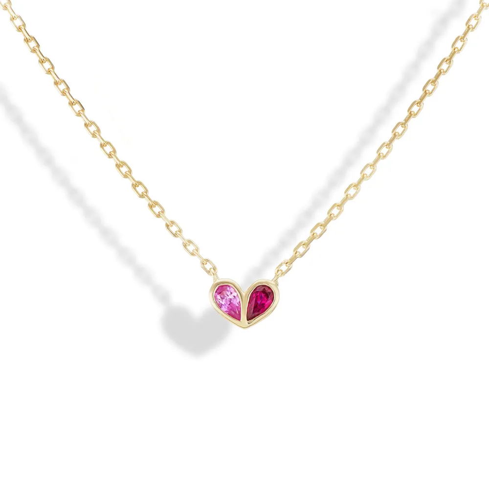 Sweetheart Necklace Ruby & Pink Sapphire