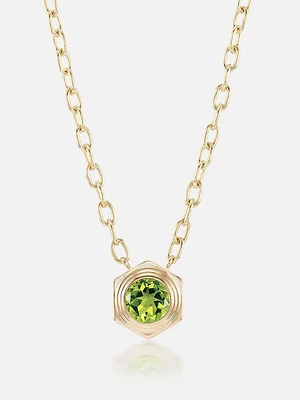 Hexed Peridot Pendant Necklace