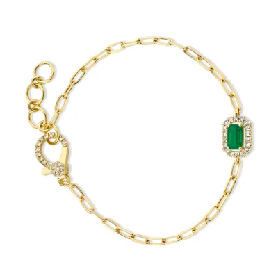 Mini Me Emerald and Diamond Halo Drop Braclet