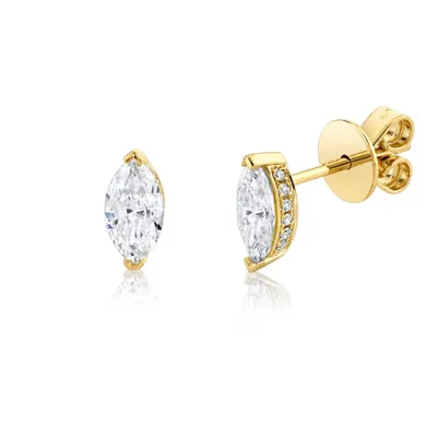 Diamond Marquise Halo Studs