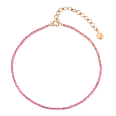 Pink Sapphire Single Line Threads Choker